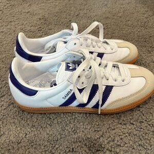 ADIDAS SAMBA OG in CLOUD WHITE & ENERGY INK - GUM SOLE SNEAKERS SHOES Womens 7.5